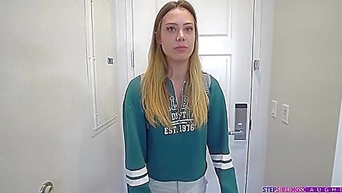 Blonde stepbrother tells the babe she needs to stop jerking