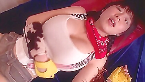 Sexy asian with big tits riding dildo for a blowjob
