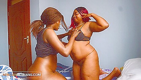 Horny ebony lesbians with big ass and ass lips doing something