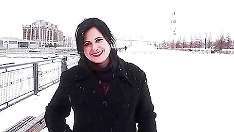 Sweet teen in sexy pantyhose is on her man in her cucking