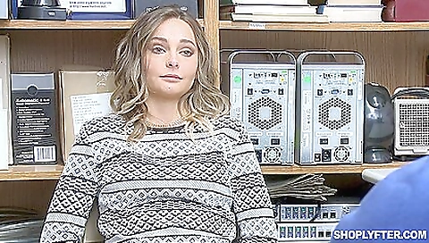 Hot blonde slut caught by her stepbrother in a very bad place