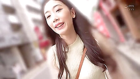 Busty asian gets caught and jerked off in the woods