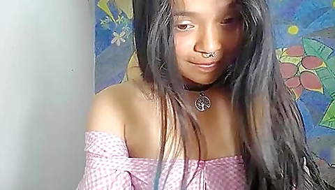 Skinny teen 18+ in shorts shows off small tits and legs