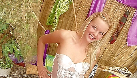 Sexy teen girl in a black lingerie gives a pov video