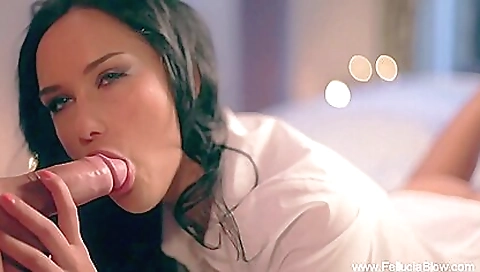 Brunette milf and her lover enjoy a deepthroated fuck