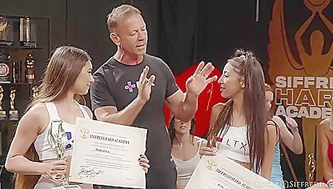 Threesome with big dick and big booty in a hot scene