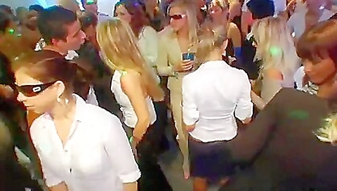 Sexy milf fucks a sexy group of men and women at a public party