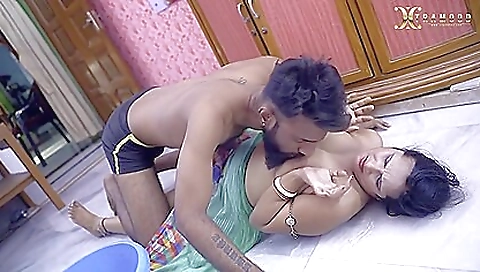 Sexy brunette maid shows her sexy body in amateur video