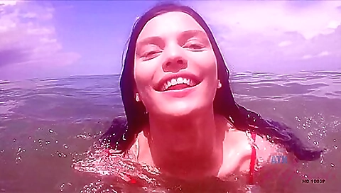 Brunette with a nice body is deepthroat in her pov video