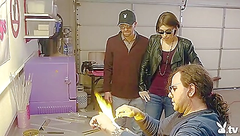 Milf fucks stepbrother with a huge dildo in a hot group sex video