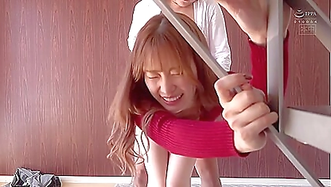 Japanese girl fucks a guy from the city in an empty room