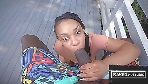 Ebony teen and big-assed teen in a hot outdoor sex scene