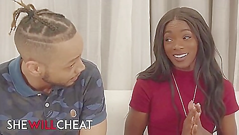 Brunette ebony with tattoo gets her big dick fucked