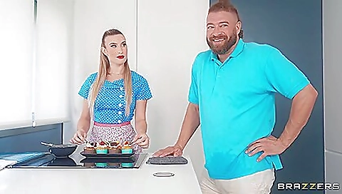 Brunette milf gets fucked in her hot big cock roomie