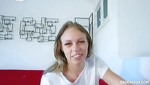 Blonde stepdaughter with huge natural boobs fucked