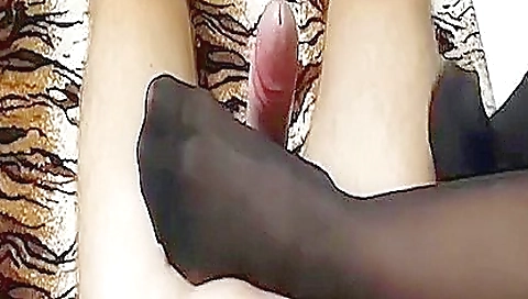 Sexy babe in sexy black stockings gets fucked by the guy